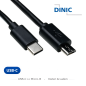 Preview: Cabo USB 3.1 tipo C - micro B, preto, caixa DINIC com orifício europeu, 2 m